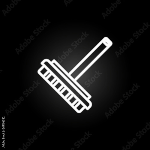 Brush, cleaning tool, floor cleaning, mop neon icon. Elements of kitchen utencils set. Simple icon for websites, web design, mobile app, info graphics