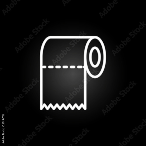 Cleaning tissue, kitchen paper roll neon icon. Elements of kitchen utencils set. Simple icon for websites, web design, mobile app, info graphics