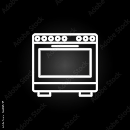 Burner oven, cooking range, gas range & stove neon icon. Elements of kitchen utencils set. Simple icon for websites, web design, mobile app, info graphics