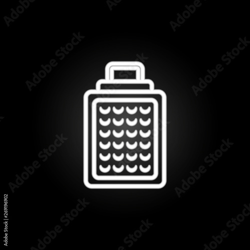 Cheese grater, shredder neon icon. Elements of kitchen utencils set. Simple icon for websites, web design, mobile app, info graphics