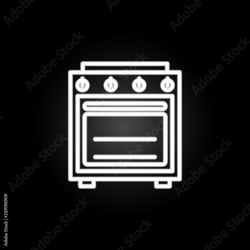 Burner oven, cooking range, gas range & stove neon icon. Elements of kitchen utencils set. Simple icon for websites, web design, mobile app, info graphics