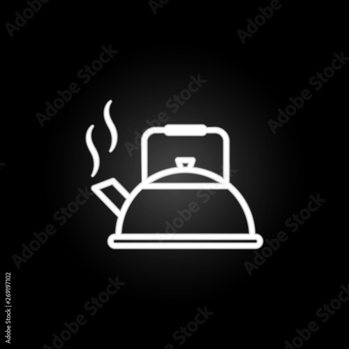Kettle, liquid container, teapot neon icon. Elements of kitchen utencils set. Simple icon for websites, web design, mobile app, info graphics