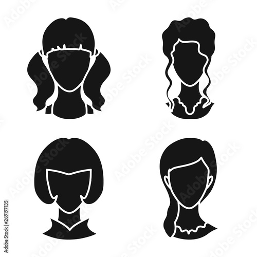 Isolated object of character and profile symbol. Set of character and dummy stock symbol for web.