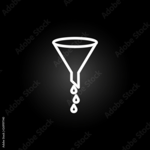 Filter, funnel, laboratory equipment pipe neon icon. Elements of kitchen utencils set. Simple icon for websites, web design, mobile app, info graphics