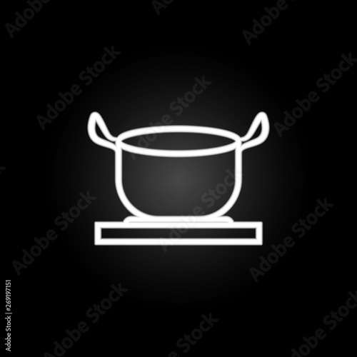 Casserole, cooking pot, saucepan neon icon. Elements of kitchen utencils set. Simple icon for websites, web design, mobile app, info graphics