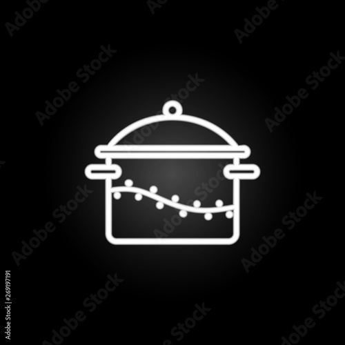 Casserole, cooking pot, saucepan neon icon. Elements of kitchen utencils set. Simple icon for websites, web design, mobile app, info graphics