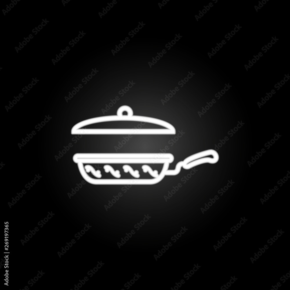 Cookery, cooking ware, frying pan, skillet neon icon. Elements of kitchen utencils set. Simple icon for websites, web design, mobile app, info graphics Cookery, cooking ware, frying pan, skillet neon icon. Elements of kitchen utencils set. Simple icon for websites, web design, mobile app, info graphics