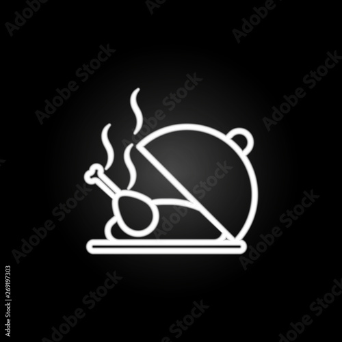 Food plate, steamed serving neon icon. Elements of kitchen utencils set. Simple icon for websites, web design, mobile app, info graphics