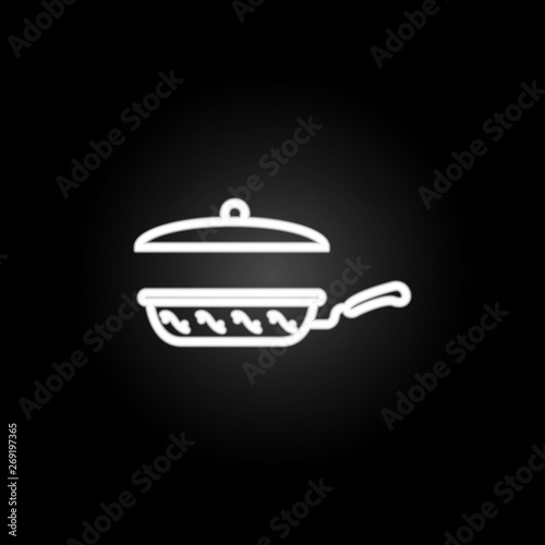 Cookery, cooking ware, frying pan, skillet neon icon. Elements of kitchen utencils set. Simple icon for websites, web design, mobile app, info graphics