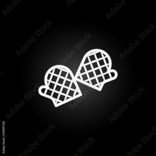Baking gloves, oven gloves, oven mitt neon icon. Elements of kitchen utencils set. Simple icon for websites, web design, mobile app, info graphics
