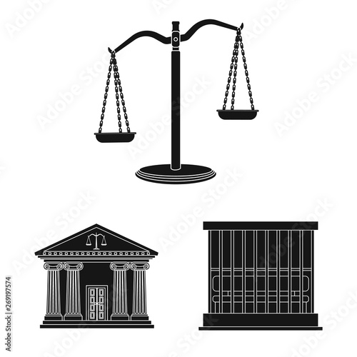 Isolated object of law and lawyer sign. Set of law and justice stock symbol for web.