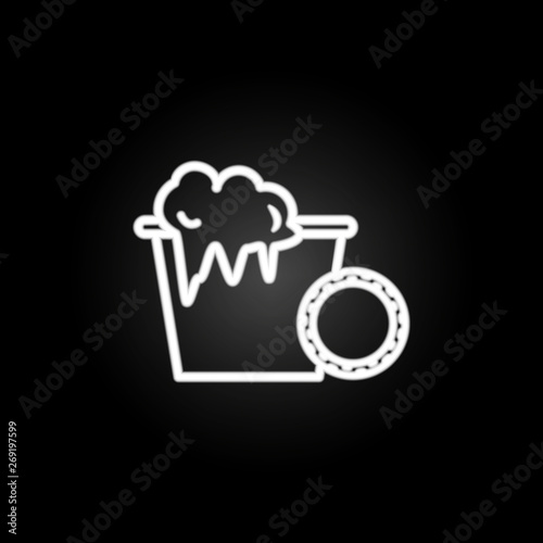 Cleanliness, liquid cleaner, paper towel, scrubbing neon icon. Elements of kitchen utencils set. Simple icon for websites, web design, mobile app, info graphics