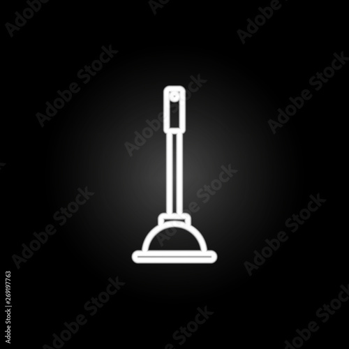 Cup plunger, drain cleaning equipment neon icon. Elements of kitchen utencils set. Simple icon for websites, web design, mobile app, info graphics