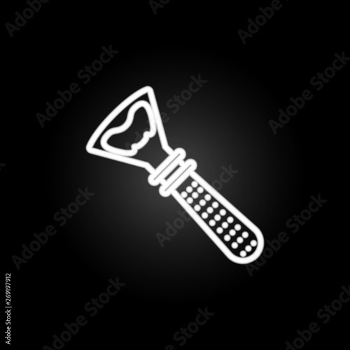 Silver kitchen tool, simple bottle opener neon icon. Elements of kitchen utencils set. Simple icon for websites, web design, mobile app, info graphics