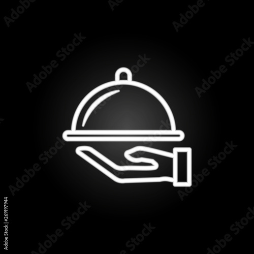 Tray platter, food service neon icon. Elements of kitchen utencils set. Simple icon for websites, web design, mobile app, info graphics