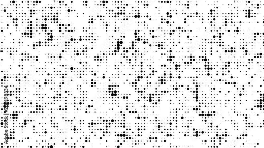 Black Dotted Noise Motion On White Background. Flicker Dust. Halftone Texture Effects. Loop Unique Design Abstract Digital Animation. Black Dotted Noise Motion On White Background. Flicker Dust. Halftone Texture Effects. Loop Unique Design Abstract Digital Animation.