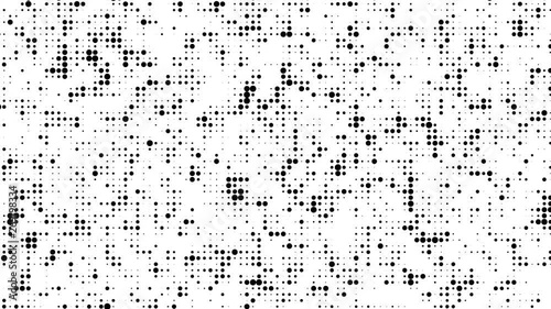 Black Dotted Noise Motion On White Background. Flicker Dust. Halftone Texture Effects. Loop Unique Design Abstract Digital Animation. 