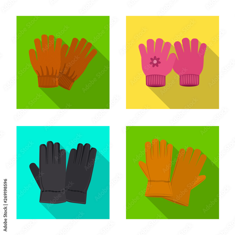 Fototapeta premium Vector design of glove and winter sign. Set of glove and equipment stock vector illustration.