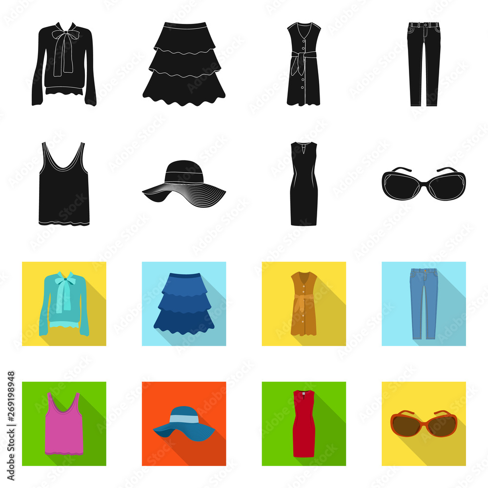 Isolated object of woman and clothing sign. Collection of woman and wear vector icon for stock. Isolated object of woman and clothing sign. Collection of woman and wear vector icon for stock.