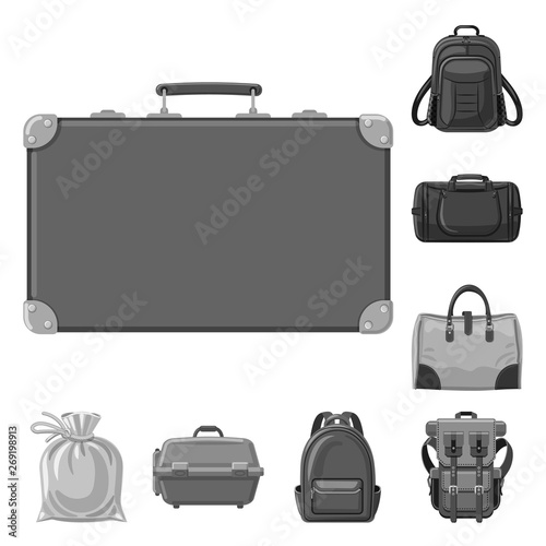 Vector design of suitcase and baggage logo. Collection of suitcase and journey stock vector illustration.