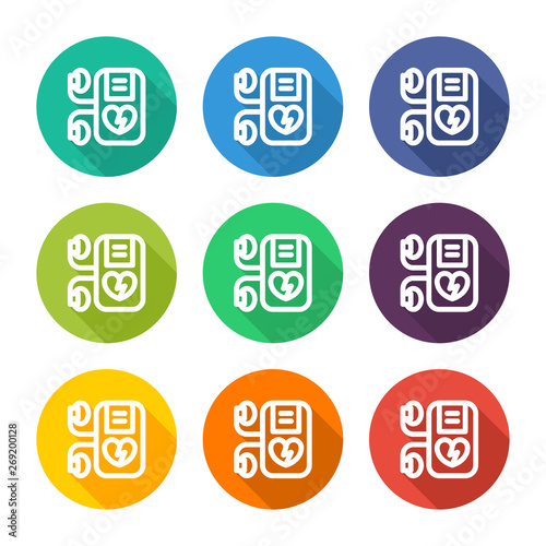 Illustration icon for defibrillators with several color alternatives