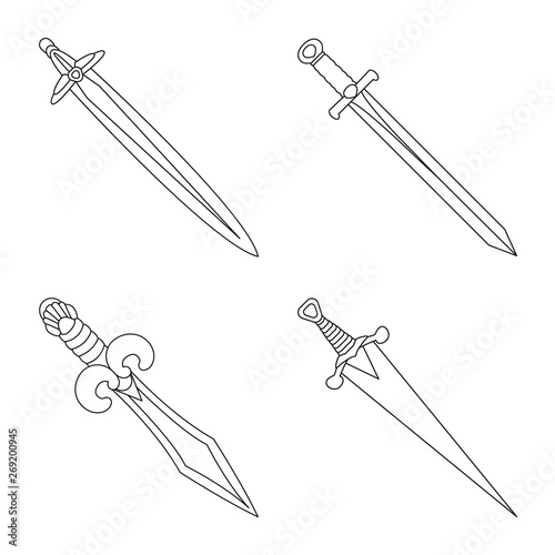 Vector design of game  and armor  logo. Set of game  and blade  stock vector illustration.