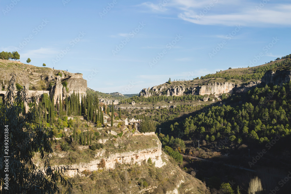 Landscape in Jucar river gorge, Cuenca, Spain