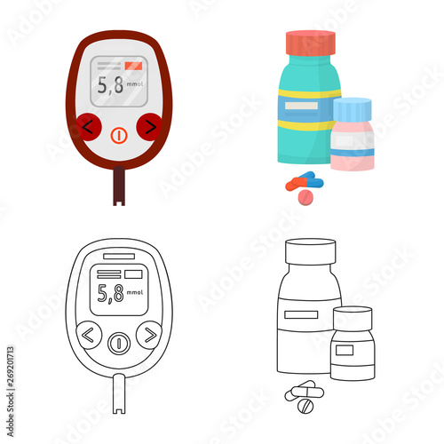 Vector illustration of diet and treatment  logo. Collection of diet and medicine vector icon for stock.