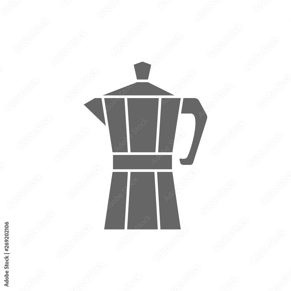 Italian coffee maker black vector icon. Moka pot for espresso, traditional, retro style. Italian coffee maker black vector icon. Moka pot for espresso, traditional, retro style.