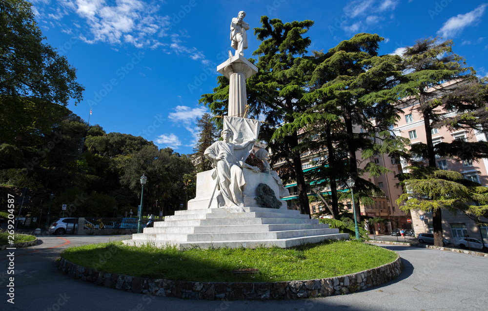 Fototapeta premium GENOA, ITALY, APRIL 29, 2019 - Giuseppe Mazzini monument near Corvetto Square in Genoa, Italy