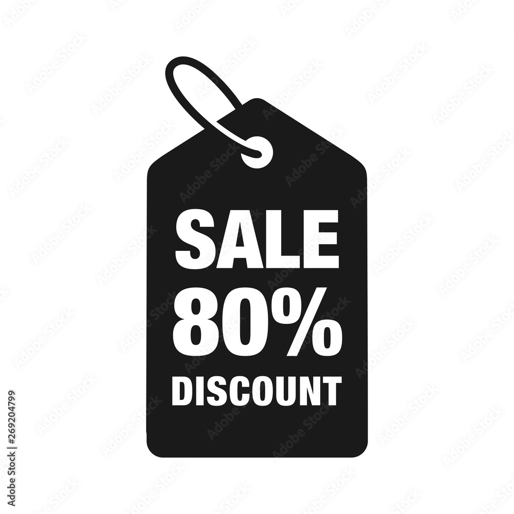 80% discount label symbols vector