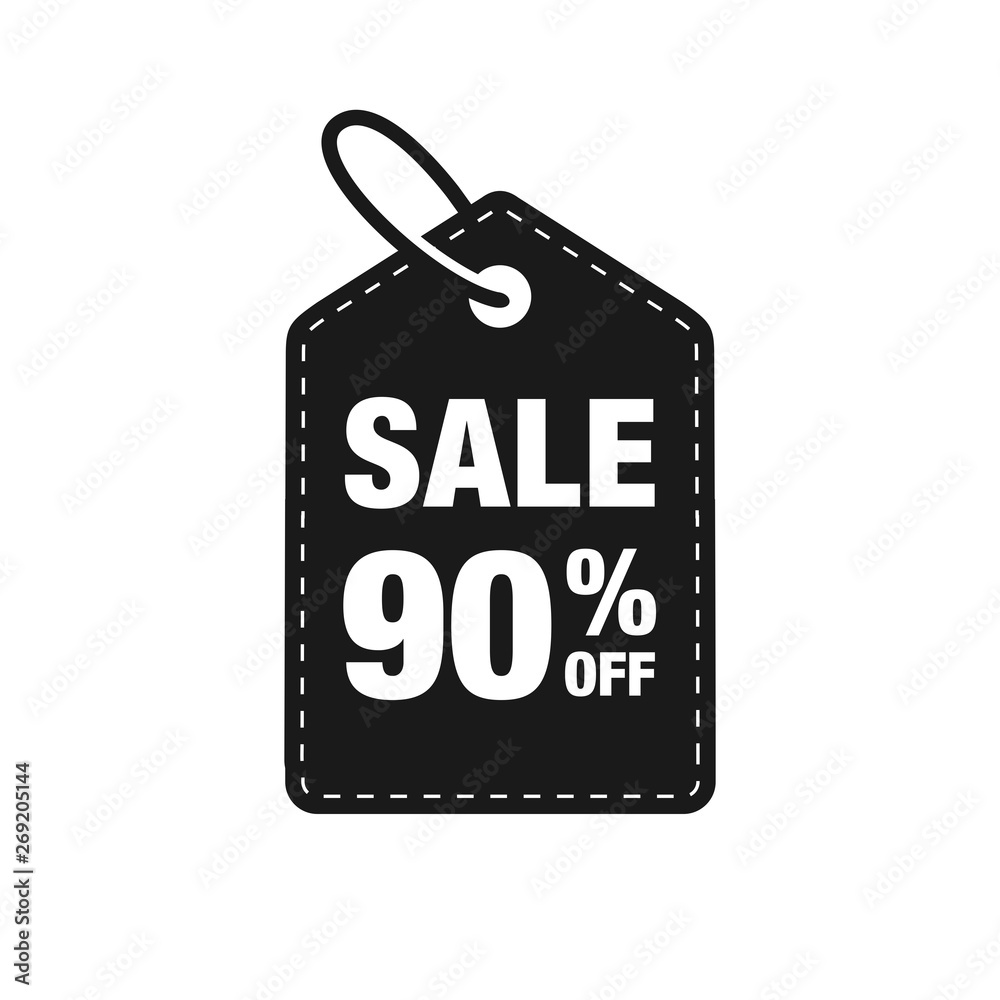 90% Off discount label symbols vector