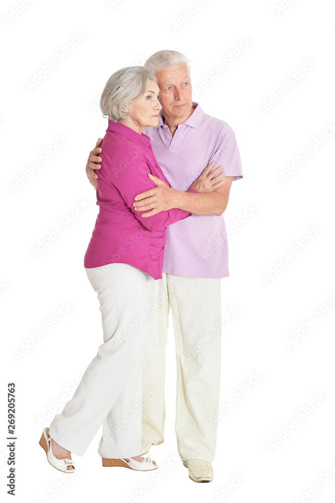 Portrait of senior couple posing on white background Portrait of senior couple posing on white background