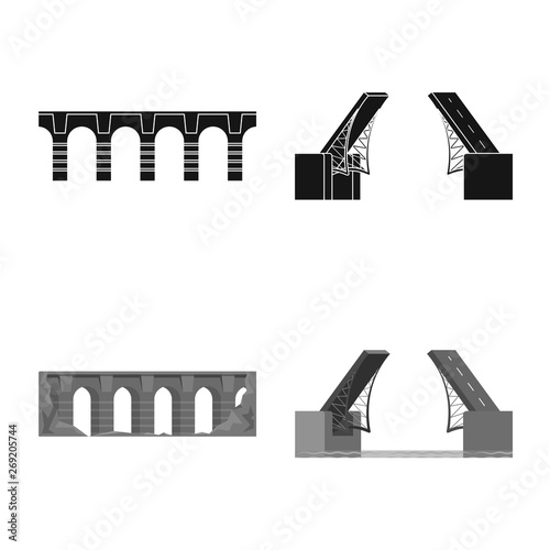 Isolated object of connection and design logo. Set of connection and side stock symbol for web.