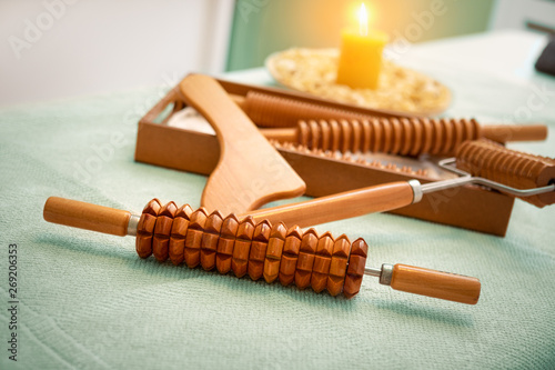 wooden massage tools for Madero therapy. photo