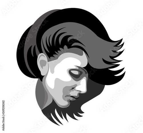 Logo beauty salon girl face vector illustration icon