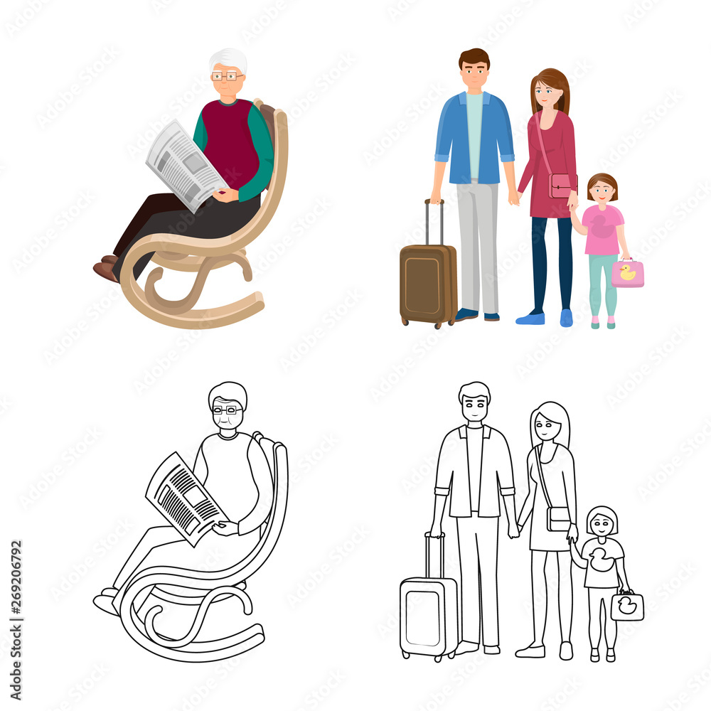 Isolated object of character and avatar icon. Set of character and portrait stock symbol for web. Isolated object of character and avatar icon. Set of character and portrait stock symbol for web.