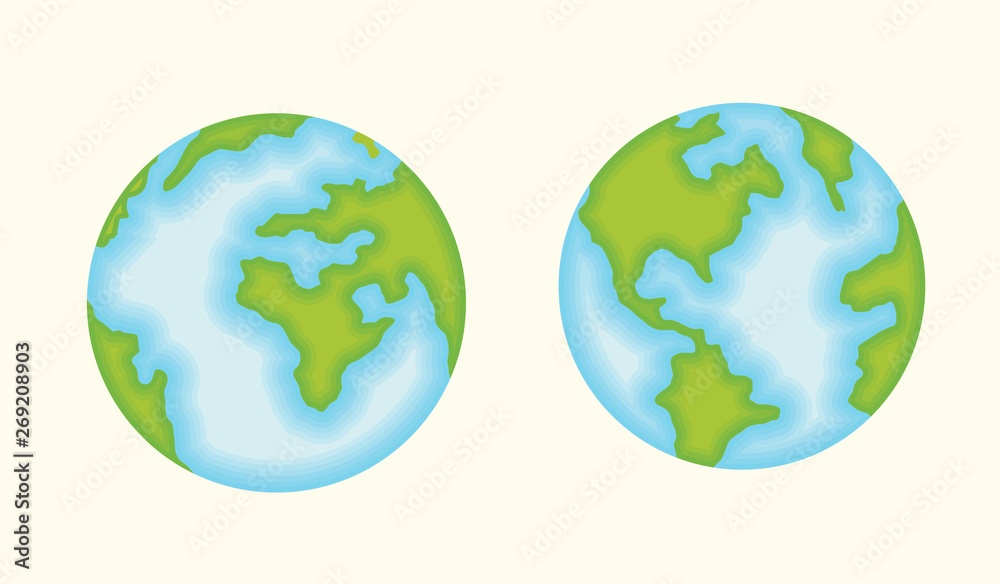 Vector illustration of Earth globes. Flat planet Earth Vector illustration of Earth globes. Flat planet Earth