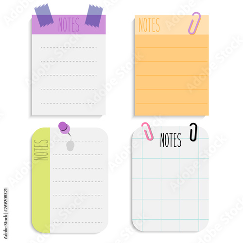 Sticky paper notes, with empty place for text, vector illustration