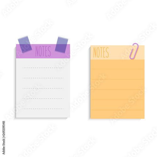 Sticky paper notes, with empty place for text, vector illustration