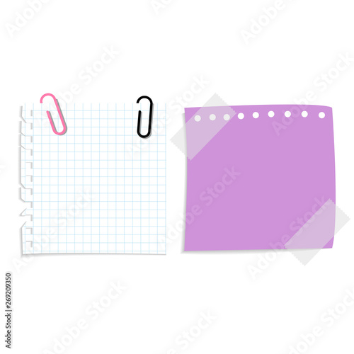 Sticky paper notes, with empty place for text, vector illustration