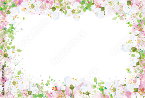 Vector beautiful, floral  frame,  isolated on white background.
