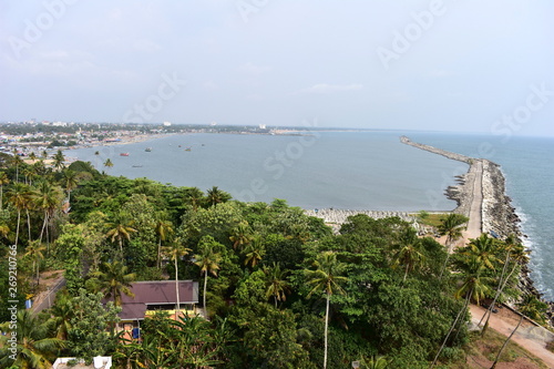 Kollam, Kerala, India: March 2, 2019 - A view from the Tangasseri lighthouse