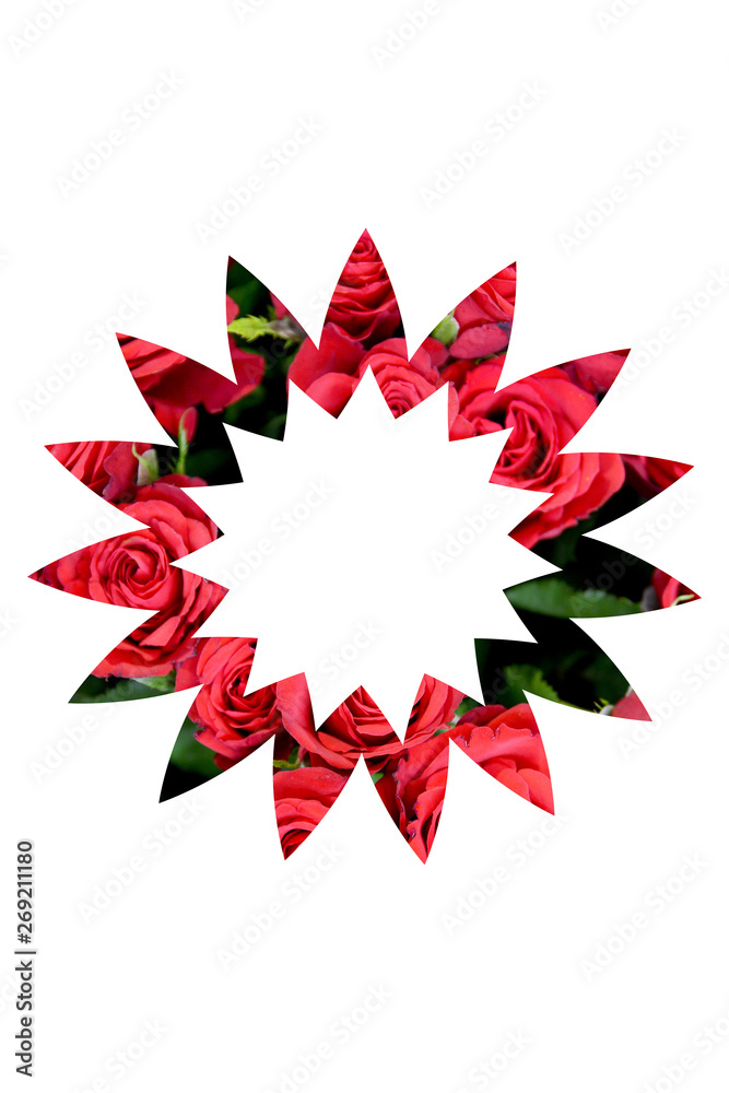 star shape with bouquet of red roses isolated on white background star shape with bouquet of red roses isolated on white background