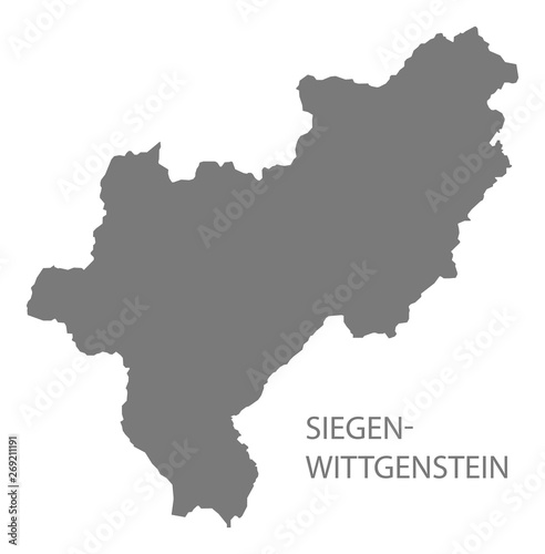 Siegen-Wittgenstein grey county map of North Rhine-Westphalia DE