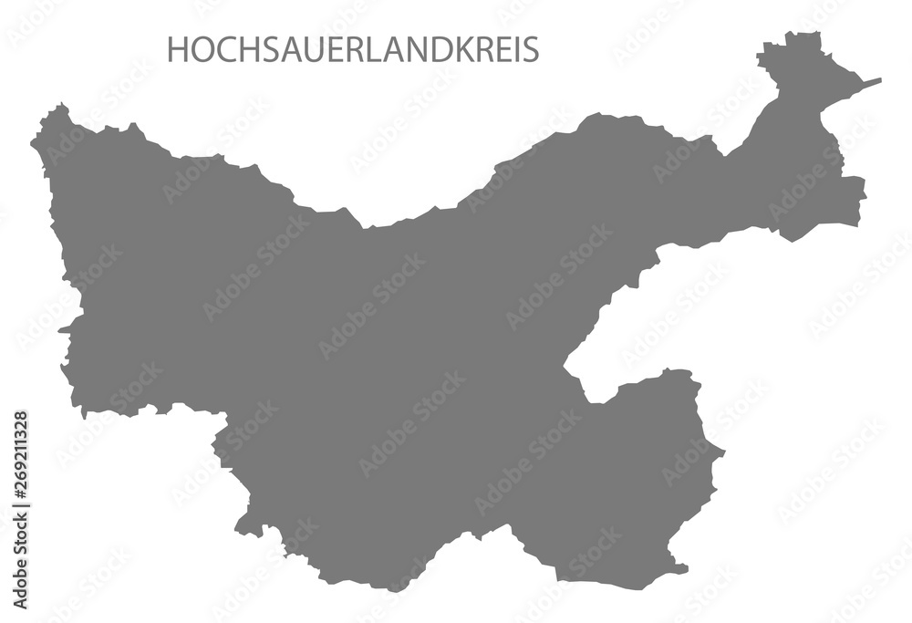 Hochsauerlandkreis grey county map of North Rhine-Westphalia DE
