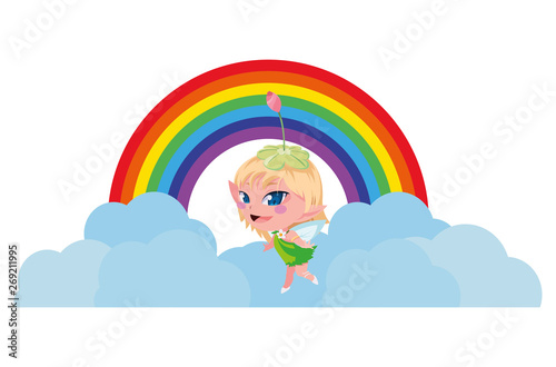 beautiful magic fairy in rainbow character