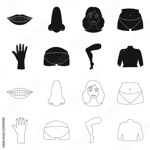 Isolated object of body and part logo. Set of body and anatomy stock vector illustration.