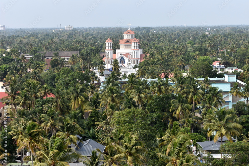 Kollam, Kerala, India: March 2, 2019 - Tangasseri Infant Jesus Cathedral