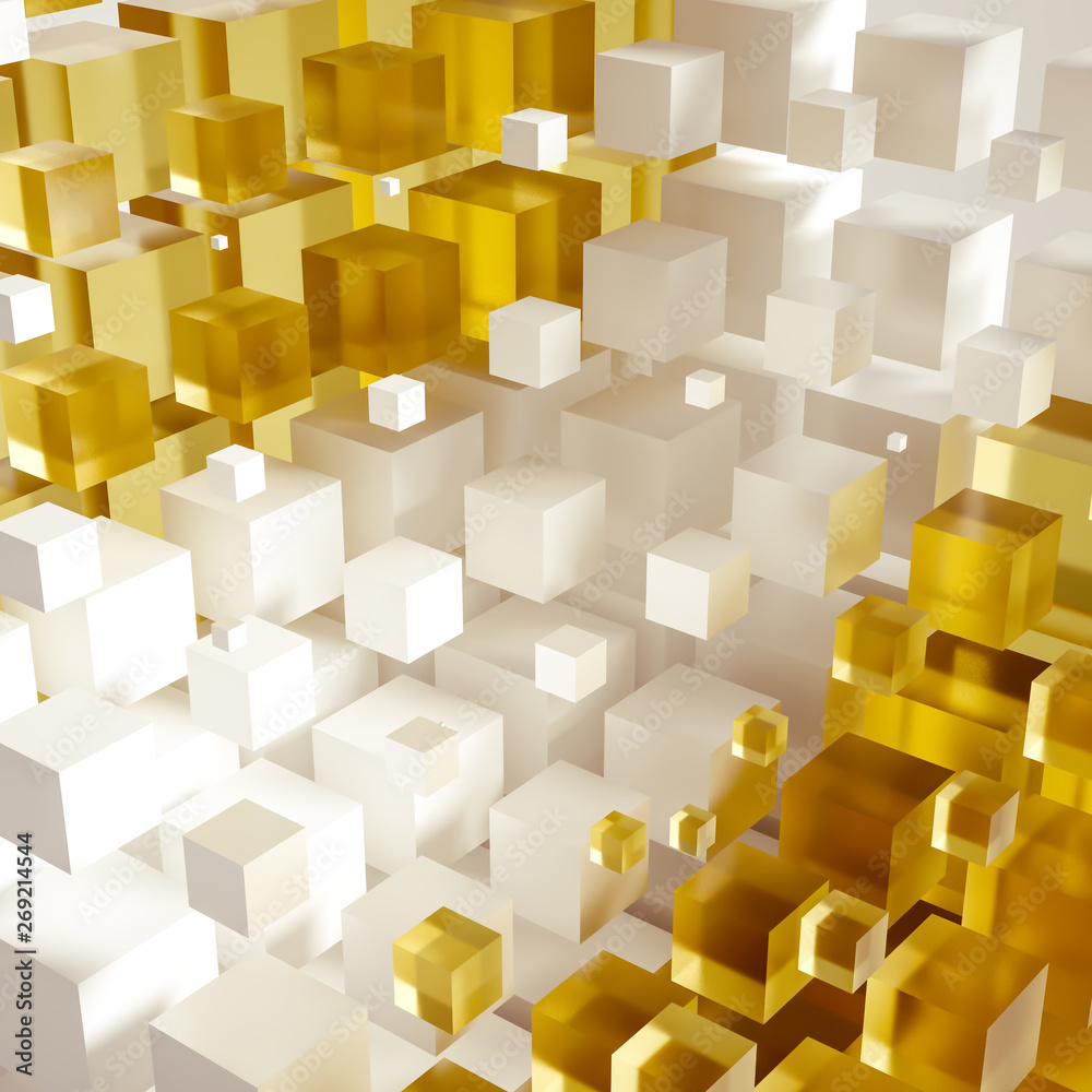 Abstract background with cube. 3d illustration, 3d rendering.